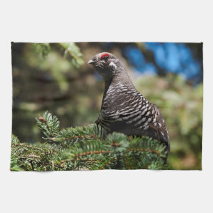 Happy Spruce Grouse Kitchen Towel