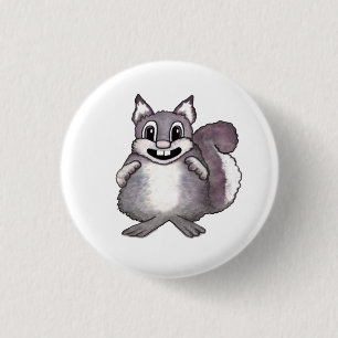 Happy Squirrel Cartoon Drawing 1 Inch Round Button