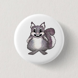 Happy Squirrel Cartoon Drawing 1 Inch Round Button