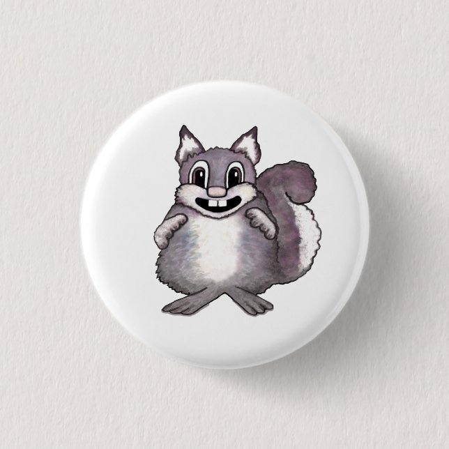 Happy Squirrel Cartoon Drawing  1 Inch Round Button (Front)