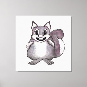 Happy Squirrel Cartoon Drawing Canvas Print