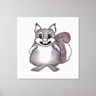 Happy Squirrel Cartoon Drawing  Canvas Print