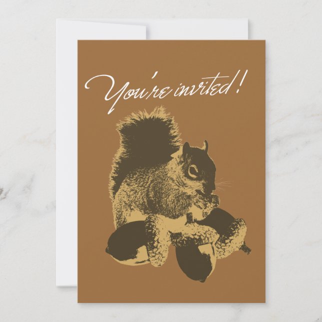 Happy Squirrel & Nuts Birthday Party Invitation (Front)