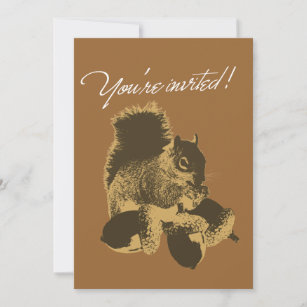 Happy Squirrel & Nuts Birthday Party Invitation