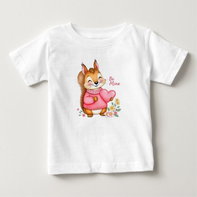 Happy Squirrel With Pink Sweater Hold A Heart (Front)