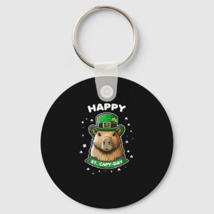 Happy St Capy-day St Patricks Day for Capybara Lov Keychain