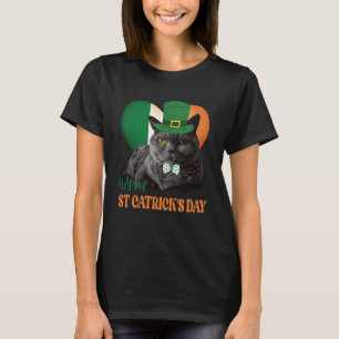 Happy St Catrick s Day St Patrick Cat Irish Flag H T-Shirt