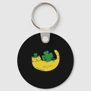 Happy St Cattys Day Catricks Funny Leprechaun Cat Keychain