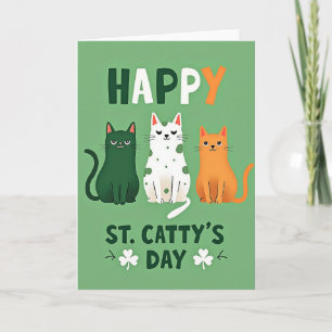 Happy St Cattys Day Cats Card