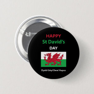 Happy St David's Day Dydd Gŵyl Dewi Hapus 2 Inch Round Button