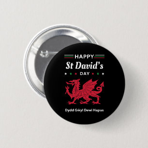 Happy St David's Day Dydd Gŵyl Dewi Hapus 3 2 Inch Round Button