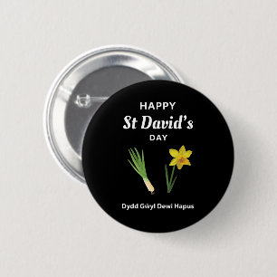Happy St David's Day Dydd Gŵyl Dewi Hapus 4 2 Inch Round Button