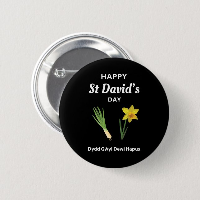 Happy St David's Day Dydd Gŵyl Dewi Hapus 4 2 Inch Round Button (Front & Back)