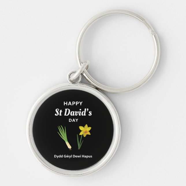 Happy St David's Day Dydd Gŵyl Dewi Hapus 4 Keychain (Front)