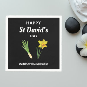 Happy St David's Day Dydd Gŵyl Dewi Hapus 4 Napkin