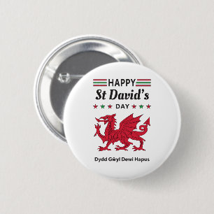 Happy St David's Day Dydd Gŵyl Dewi Hapus 5 2 Inch Round Button