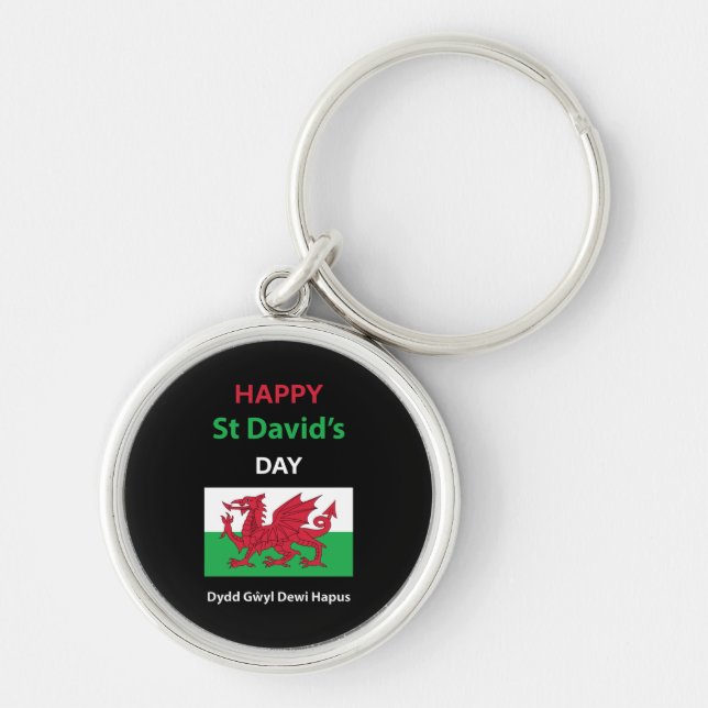 Happy St David's Day Dydd Gŵyl Dewi Hapus Keychain (Front)