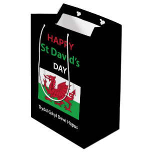 Happy St David's Day Dydd Gŵyl Dewi Hapus Medium Gift Bag