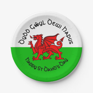 Happy St Davids Day in Celtic Style 7" Paper Plate