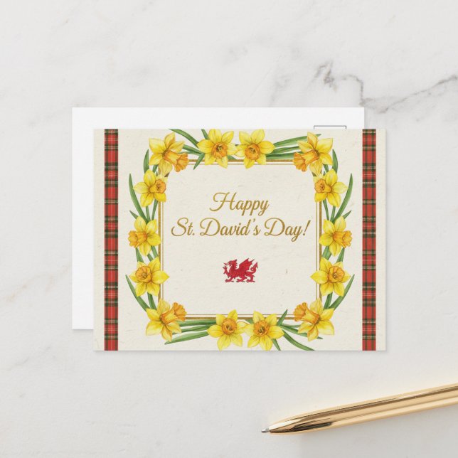 Happy St. David's Day Postcard (Front/Back In Situ)