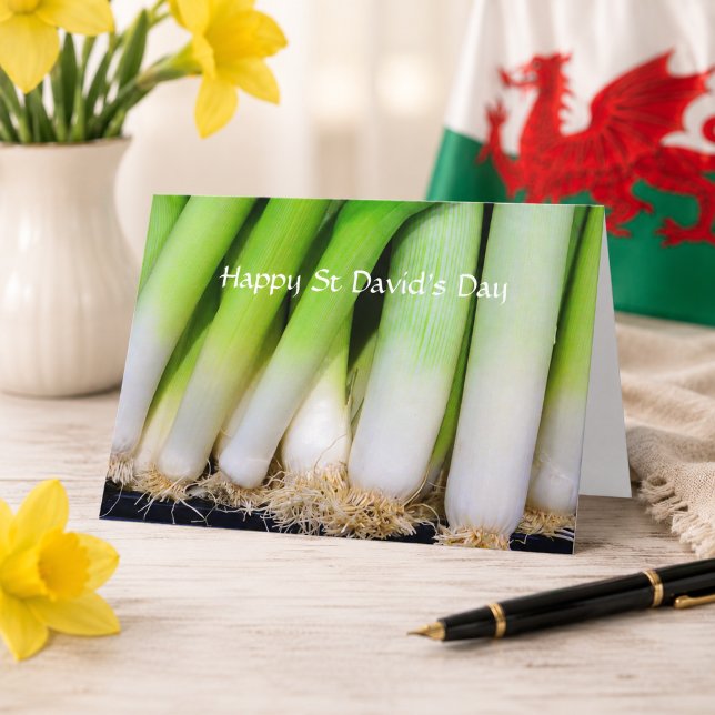 Happy St David's Day Welsh Leeks Personalized Card (Customize as required.   All text is editable)