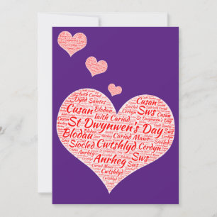 Happy St Dwynwens Day - Heart Word Cloud Holiday Card
