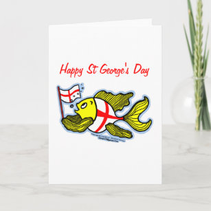 Happy St Georges Day fun cartoon english flag fish Card