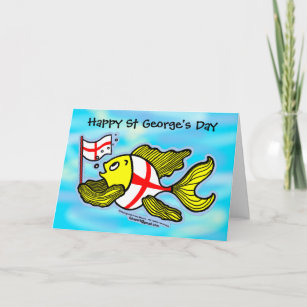 Happy St Georges Day fun cartoon english flag fish Card