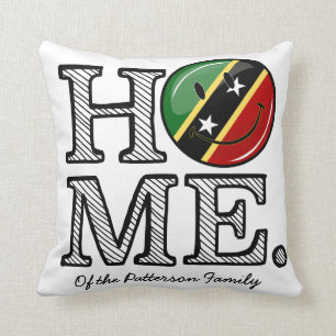 Happy St. Kitts Flag House Warmer Throw Pillow