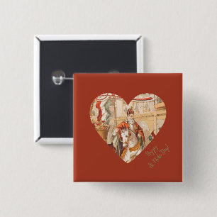 Happy St. Nick's Day St. Nicholas Sinterklaas 2 Inch Square Button