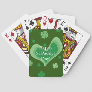 Happy St Paddys Day custom lucky shamrock clover Playing Cards