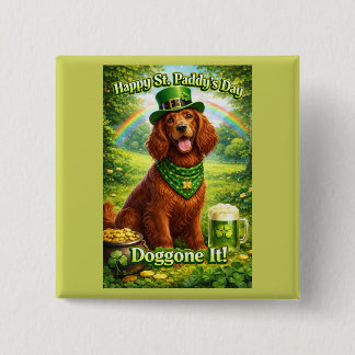 Happy St. Paddy's Day Cute Irish Setter 2 Inch Square Button