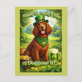 Happy St. Paddy's Day Cute Irish Setter Postcard