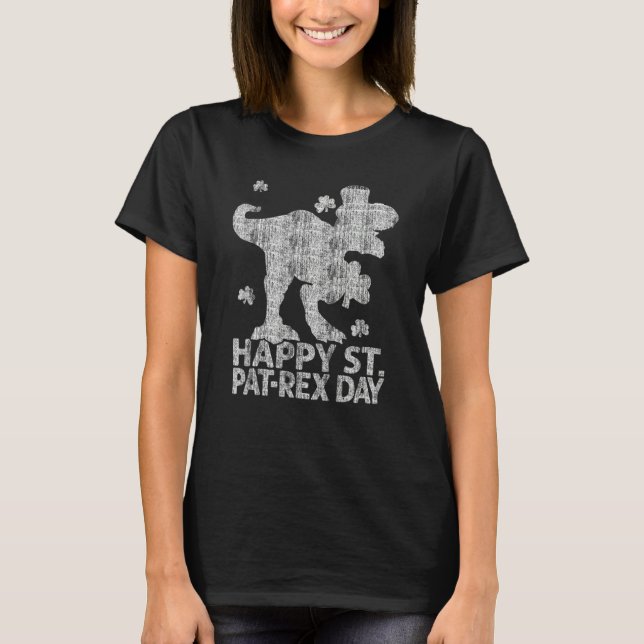 Happy St Pat Rex Day Dino St Patricks Day Kid Boys T-Shirt (Front)