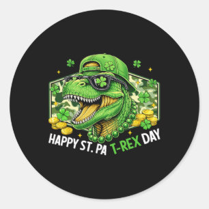 Happy St Pat-rex Day Dinosaur Camo St Patricks Day Classic Round Sticker