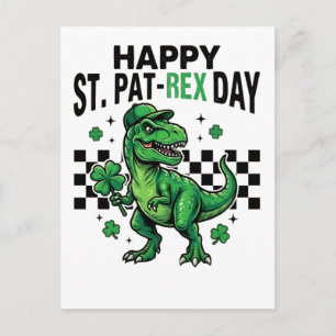 Happy St Pat-Rex Day Dinosaur Party Holiday Postcard