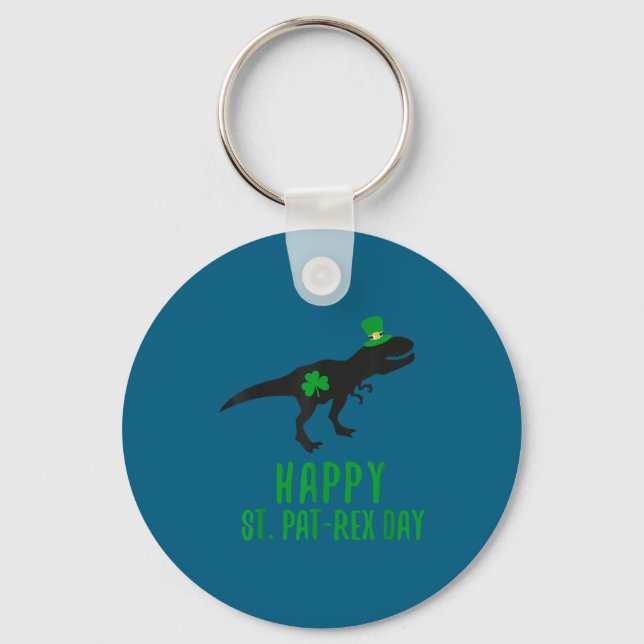 Happy st. pat-rex day st. patricks day dinosaur keychain (Front)
