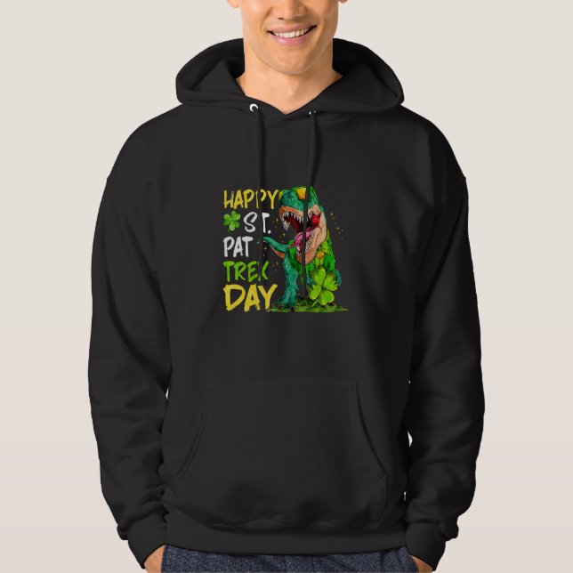 Happy St Pat Rex Day Toddler Kids Dino Saint Patri Hoodie (Front)
