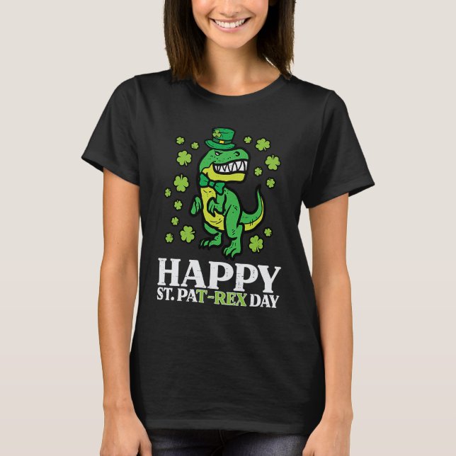 Happy St Pat Rex Dino Saint Patricks Day Trex Boys T-Shirt (Front)