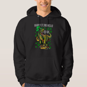 Happy St PaT Rex Dinosaur Saint Patrick's Day Boys Hoodie
