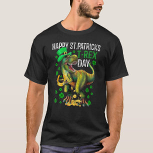 Happy St PaT Rex Dinosaur Saint Patrick's Day Boys T-Shirt
