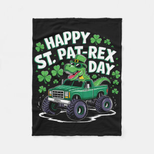 Happy St Pat-rex Patricks Day Dinosaur Monster Tru Fleece Blanket