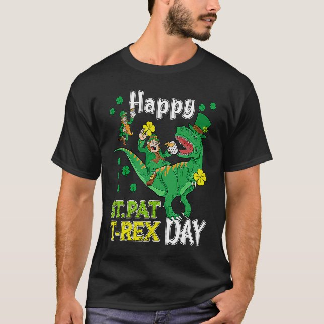 Happy St Pat Rex Saint Patrick's Day Leprechaun Di T-Shirt (Front)