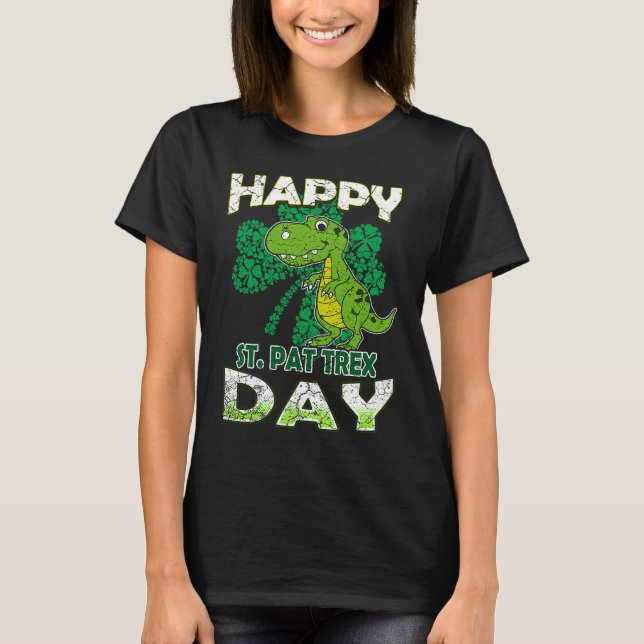 Happy St Pat Rex St Patrick's Day Cute Dinosaur Ki T-Shirt (Front)
