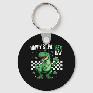 Happy St Pat T-rex Day Boys Kids Dinosaur St Patri Keychain