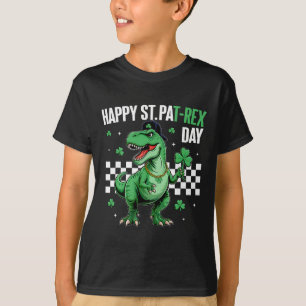 Happy St Pat T-rex Day Boys Kids Dinosaur St Patri T-Shirt