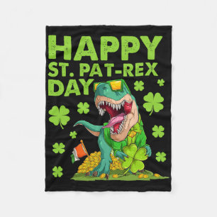 Happy St Pat T-rex Day Dinosaur St Patricks Day Bo Fleece Blanket