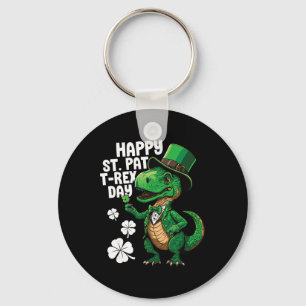 Happy St Pat T-rex Day St Patricks Day Dinosaur Di Keychain