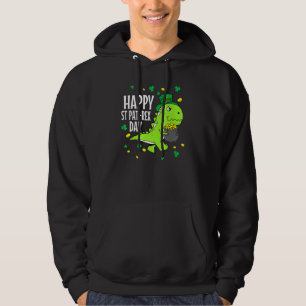 Happy St Pat T Rex Saint Patrick's Day Dinosaur Bo Hoodie