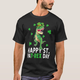 Happy St Pat T Rex Saint Patrick's Day Dinosaur Bo T-Shirt
